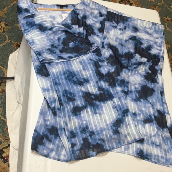 Lane Bryant Navy Blue Tie-Dye Sheer Stripe swimsuit, cover-up Size 30/32 - Picture 5 of 5